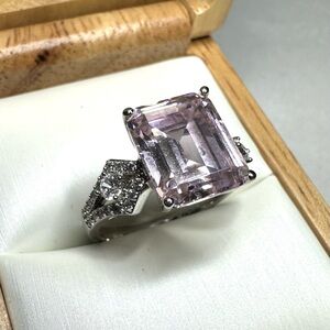 Radiant Silver Ring with Pink Gemstone